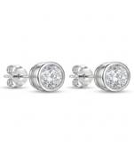 925 sterling silver Classic Bezel Diamond Stud Earrings