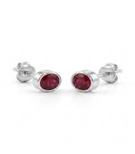 925 sterling silver Round Ruby Bezel Set Stud Earrings