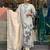 New womens off-white handloom silk embroidered kurti pant set