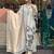 New womens off-white handloom silk embroidered kurti pant set