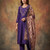 Women purple embroidered straight kurta set with dupatta