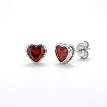 925 sterling silver Heart Shape Ruby Stud Earrings 1