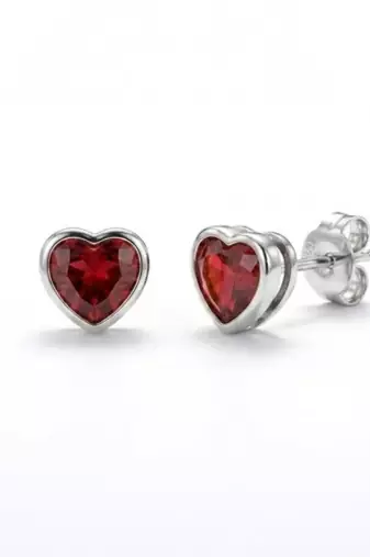925 sterling silver Heart Shape Ruby Stud Earrings