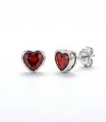 925 sterling silver Heart Shape Ruby Stud Earrings