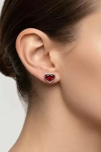925 sterling silver Heart Shape Ruby Stud Earrings