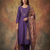 Women purple embroidered straight kurta set with dupatta
