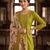 Women olive green embroidered kurta pant set with dupatta