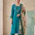 Women rama green embroidered kurta pant set with dupatt