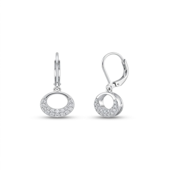 925 sterling silver Open Circle Diamond Dangle Earrings 1