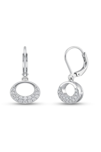 925 sterling silver Open Circle Diamond Dangle Earrings