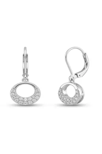 925 sterling silver Open Circle Diamond Dangle Earrings