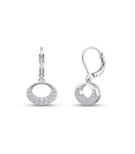 925 sterling silver Open Circle Diamond Dangle Earrings