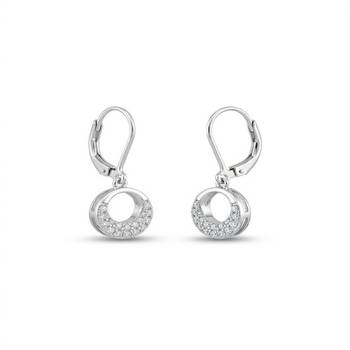 925 sterling silver Open Circle Diamond Dangle Earrings 2