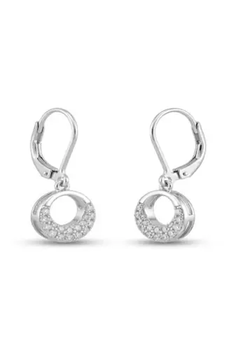 925 sterling silver Open Circle Diamond Dangle Earrings