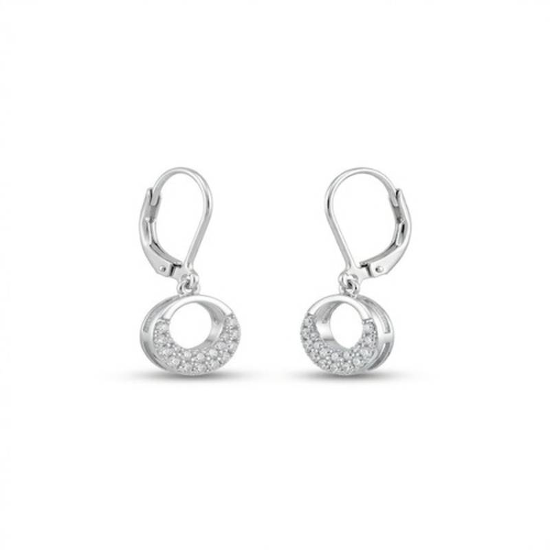 925 sterling silver Open Circle Diamond Dangle Earrings