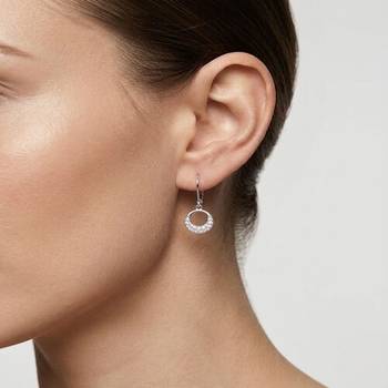 925 sterling silver Open Circle Diamond Dangle Earrings 3