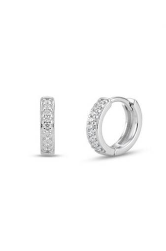 925 sterling silver Pavé Diamond Huggie Earrings