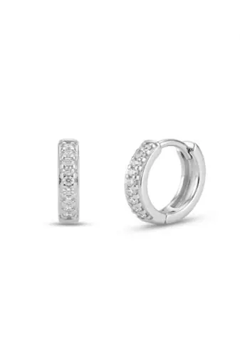 925 sterling silver Pavé Diamond Huggie Earrings