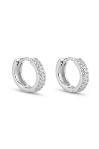 925 sterling silver Pavé Diamond Huggie Earrings