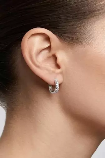 925 sterling silver Pavé Diamond Huggie Earrings