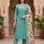 Women sky green embroidered kurta set with dupatta