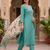 Women sky green embroidered kurta set with dupatta