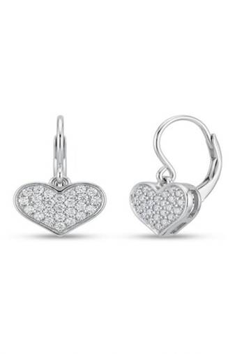 925 sterling silver Pavé Heart Charm Hoop Earrings
