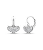 925 sterling silver Pavé Heart Charm Hoop Earrings