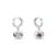 925 sterling silver Vintage Rose Porcelain Drop Huggie Earrings
