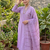 Lavender  embroidered silk kurta pant set with scalloped dupatta