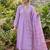 Lavender  embroidered silk kurta pant set with scalloped dupatta