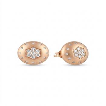 925 sterling silver Rose Gold Stardust Dome Earrings 1