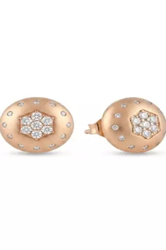 925 sterling silver Rose Gold Stardust Dome Earrings