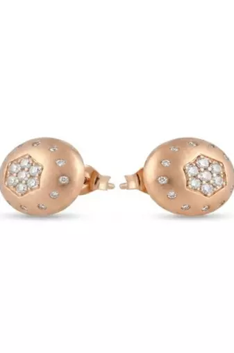 925 sterling silver Rose Gold Stardust Dome Earrings