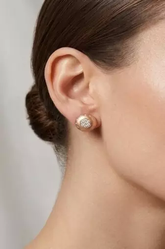 925 sterling silver Rose Gold Stardust Dome Earrings