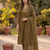 Mehendi green embroidered kurta pant set with dupatta