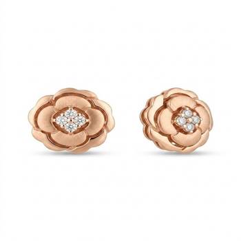 925 sterling silver Diamond Floral Rosette Stud Earrings 1