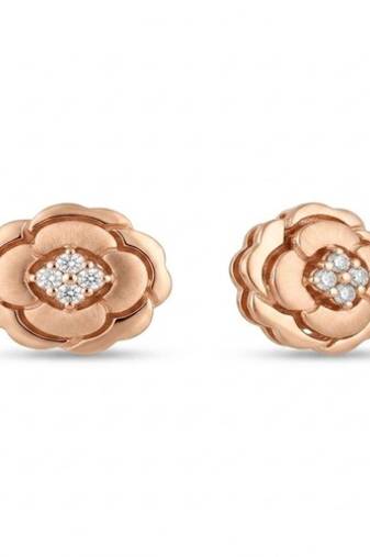 925 sterling silver Diamond Floral Rosette Stud Earrings