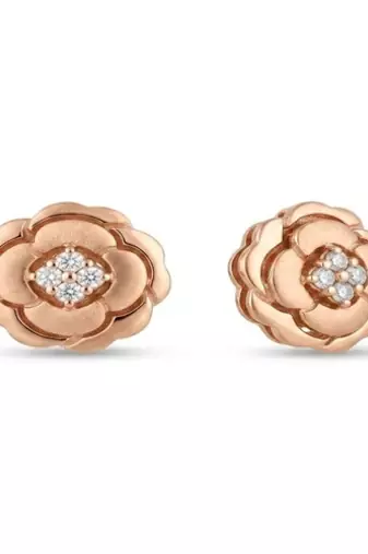 925 sterling silver Diamond Floral Rosette Stud Earrings