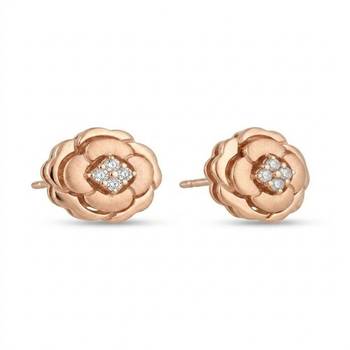 925 sterling silver Diamond Floral Rosette Stud Earrings 2