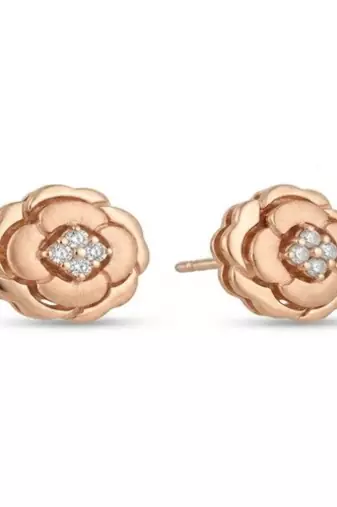 925 sterling silver Diamond Floral Rosette Stud Earrings