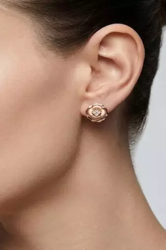 925 sterling silver Diamond Floral Rosette Stud Earrings