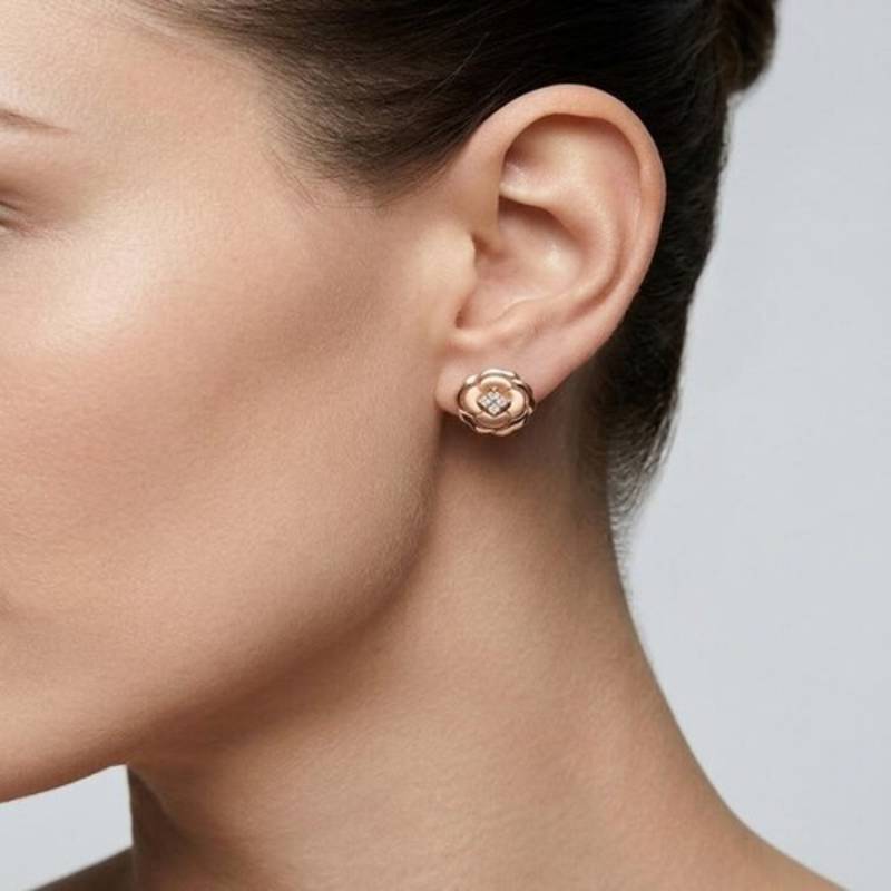 925 sterling silver Diamond Floral Rosette Stud Earrings
