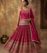 Royal rani pink embroidered lehenga set