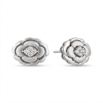 925 sterling silver Silver Bloom Diamond Stud Earrings 1