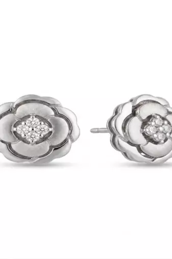 925 sterling silver Silver Bloom Diamond Stud Earrings