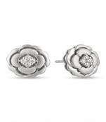925 sterling silver Silver Bloom Diamond Stud Earrings