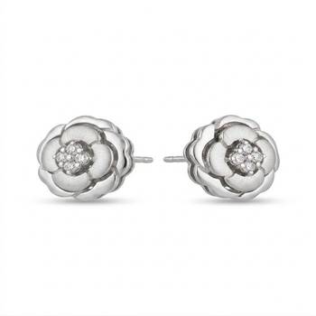 925 sterling silver Silver Bloom Diamond Stud Earrings 2