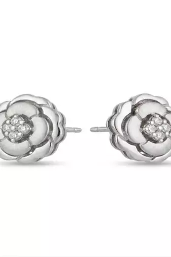 925 sterling silver Silver Bloom Diamond Stud Earrings