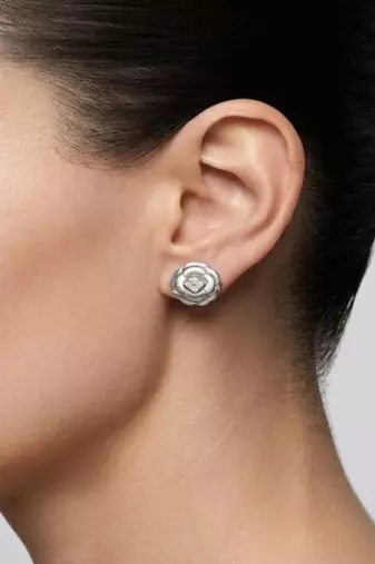 925 sterling silver Silver Bloom Diamond Stud Earrings